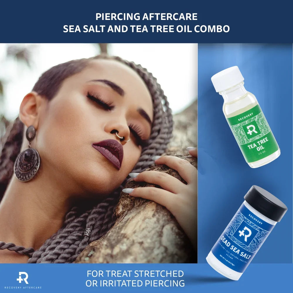 Recovery Aftercare Sea Salt and Tea Tree Oil Combo — Piercing Aftercare System