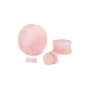 Double Flare Rose Quartz Stone Plug — Price Per Pair