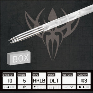 #10 BugPin Hollow Round Liner 2.5mm Taper — Precision Needles — Box of 50 Premade Sterilized Tattoo Needles