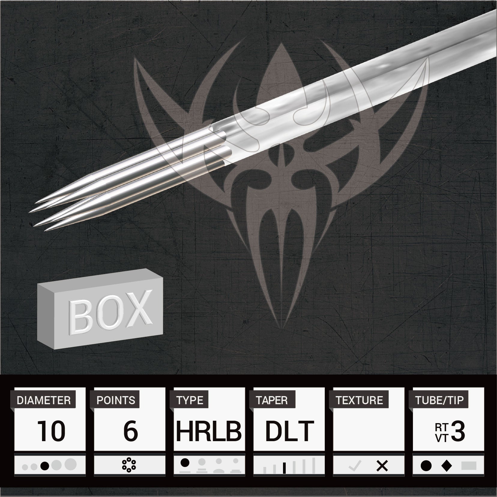 #10 BugPin Hollow Round Liner 2.5mm Taper — Precision Needles — Box of 50 Premade Sterilized Tattoo Needles