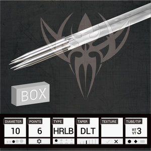 #10 BugPin Hollow Round Liner 2.5mm Taper — Precision Needles — Box of 50 Premade Sterilized Tattoo Needles