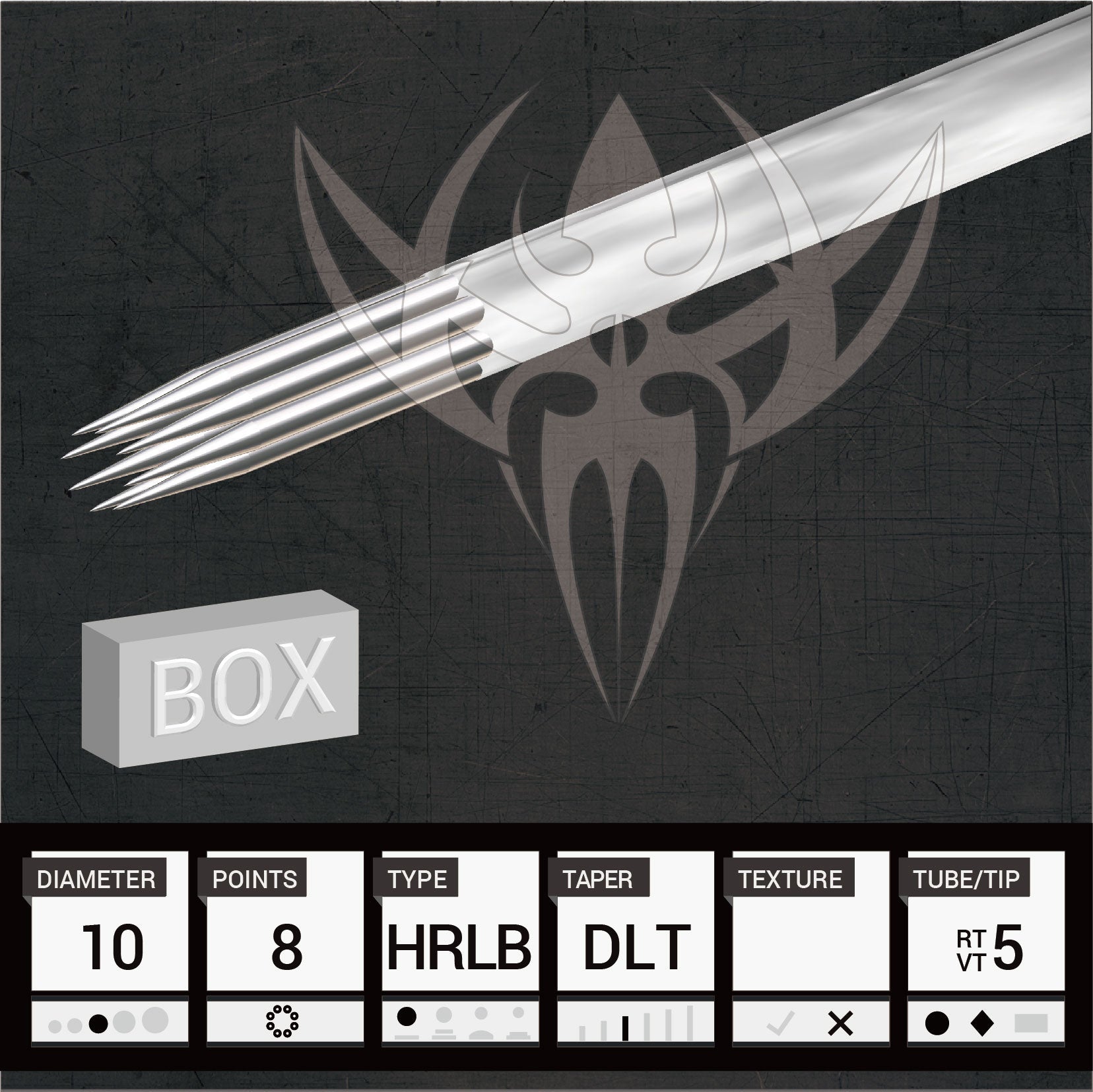 #10 BugPin Hollow Round Liner 2.5mm Taper — Precision Needles — Box of 50 Premade Sterilized Tattoo Needles