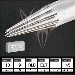 #10 BugPin Round Liner — Precision Needles — Box of 50 Premade Sterilized Tattoo Needles