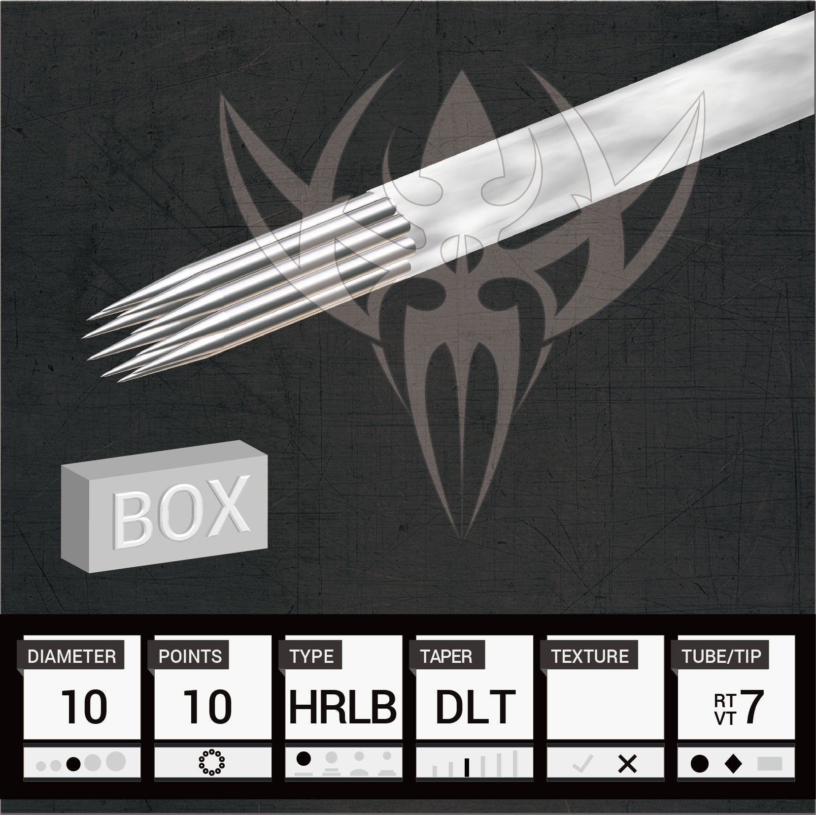 #10 BugPin Hollow Round Liner 2.5mm Taper — Precision Needles — Box of 50 Premade Sterilized Tattoo Needles