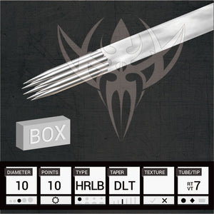 #10 BugPin Hollow Round Liner 2.5mm Taper — Precision Needles — Box of 50 Premade Sterilized Tattoo Needles