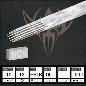 #10 BugPin Hollow Round Liner 2.5mm Taper — Precision Needles — Box of 50 Premade Sterilized Tattoo Needles