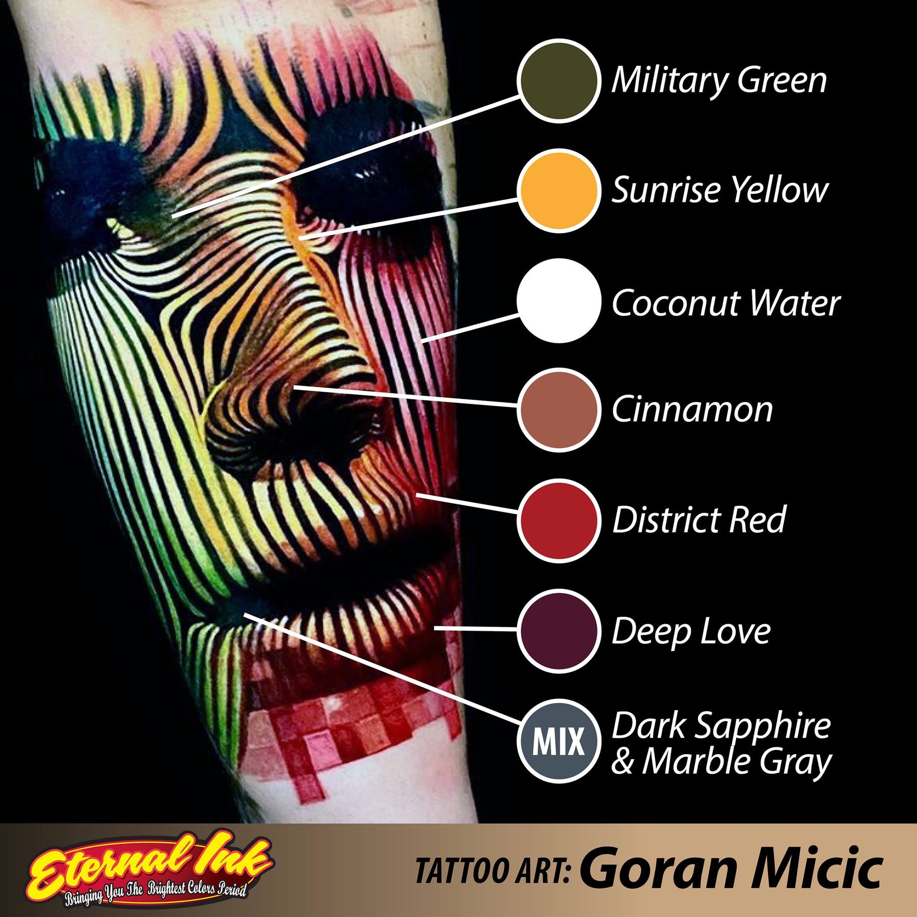 Bryan Sanchez M. Watercolor Ink Set of 12 — 1oz Bottles — Eternal Tattoo Ink