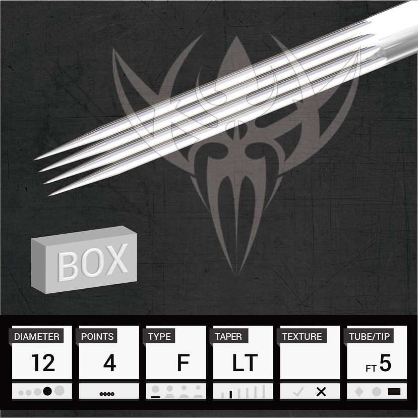 #12 Flat — Precision Needles — Box of 50 Premade Sterilized Tattoo Needles