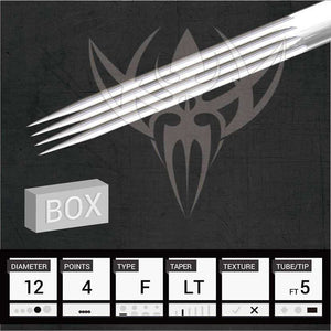 #12 Flat — Precision Needles — Box of 50 Premade Sterilized Tattoo Needles