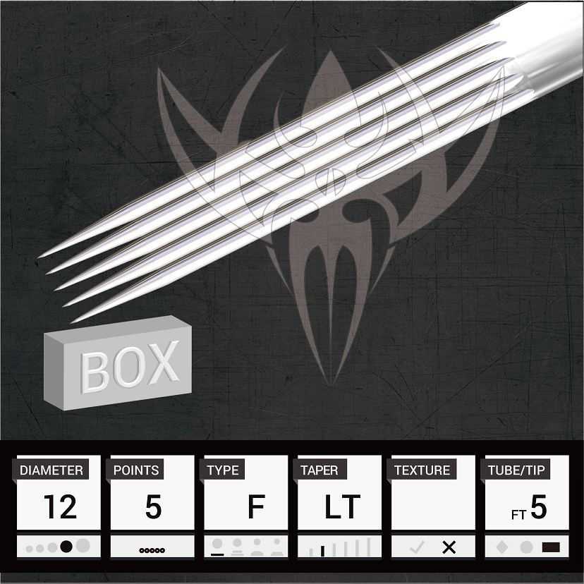#12 Flat — Precision Needles — Box of 50 Premade Sterilized Tattoo Needles