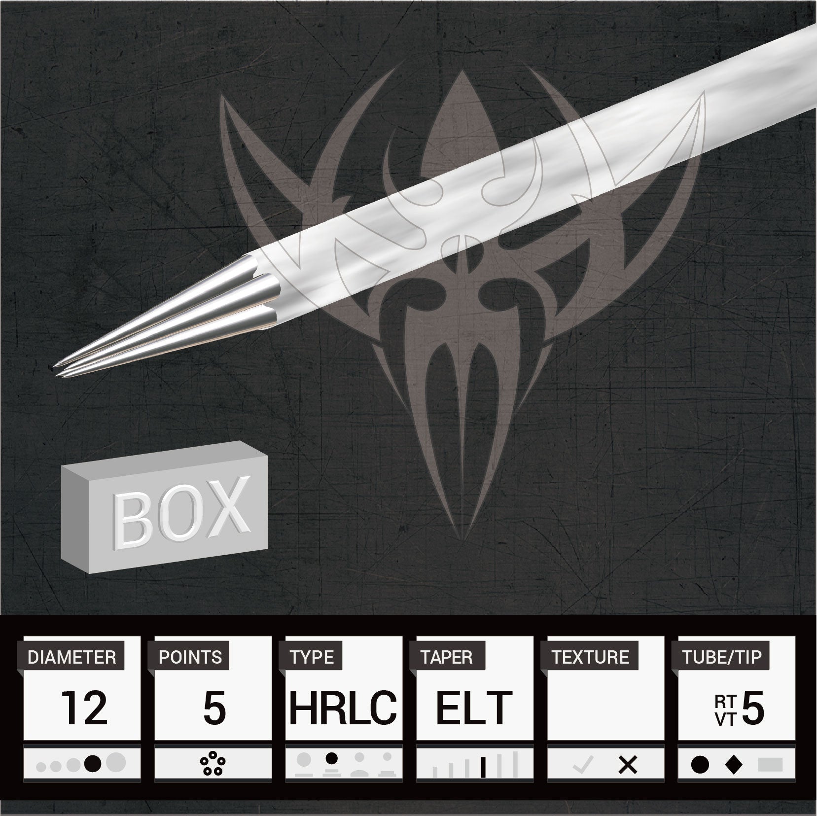 #12 Hollow Round Liner 3.5mm Taper — Precision Needles — Box of 50 Premade Sterilized Tattoo Needles