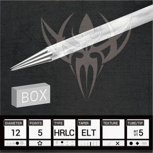 #12 Hollow Round Liner 3.5mm Taper — Precision Needles — Box of 50 Premade Sterilized Tattoo Needles