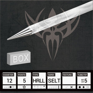 #12 Hollow Round Liner 6.0mm Taper — Precision Needles — Box of 50 Premade Sterilized Tattoo Needles