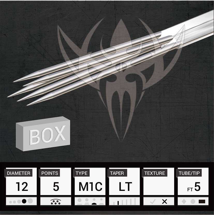 #12 Magnum Curved Weaved — Precision Needles — Box of 50 Premade Sterilized Tattoo Needles