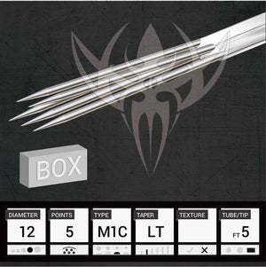 #12 Magnum Curved Weaved — Precision Needles — Box of 50 Premade Sterilized Tattoo Needles