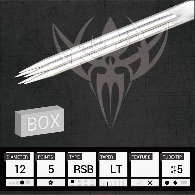#12 Round Shader — Precision Needles — Box of 50 Premade Sterilized Tattoo Needles
