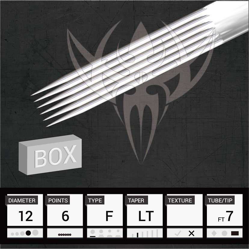#12 Flat — Precision Needles — Box of 50 Premade Sterilized Tattoo Needles