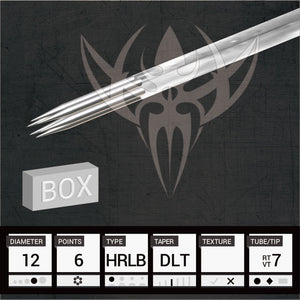 #12 Hollow Round Liner 2.5mm Taper — Precision Needles — Box of 50 Premade Sterilized Tattoo Needles