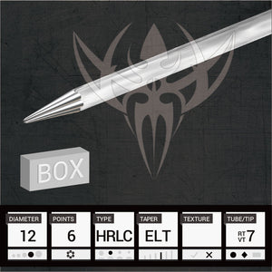 #12 Hollow Round Liner 3.5mm Taper — Precision Needles — Box of 50 Premade Sterilized Tattoo Needles