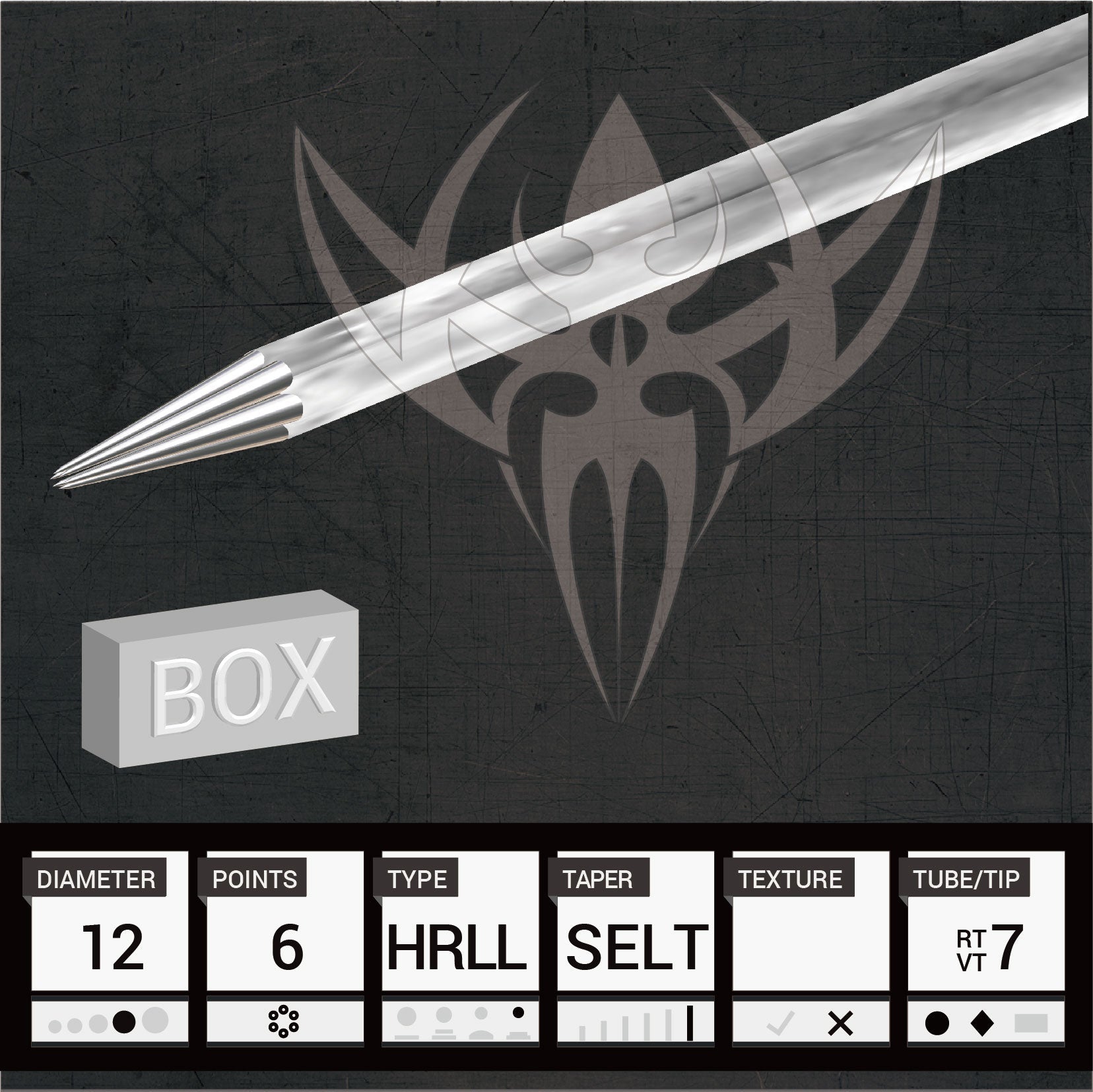 #12 Hollow Round Liner 6.0mm Taper — Precision Needles — Box of 50 Premade Sterilized Tattoo Needles