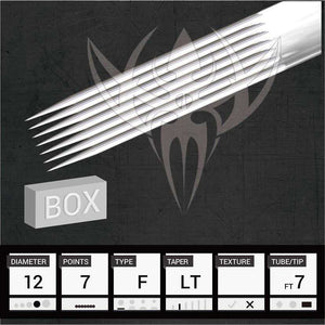 #12 Flat — Precision Needles — Box of 50 Premade Sterilized Tattoo Needles