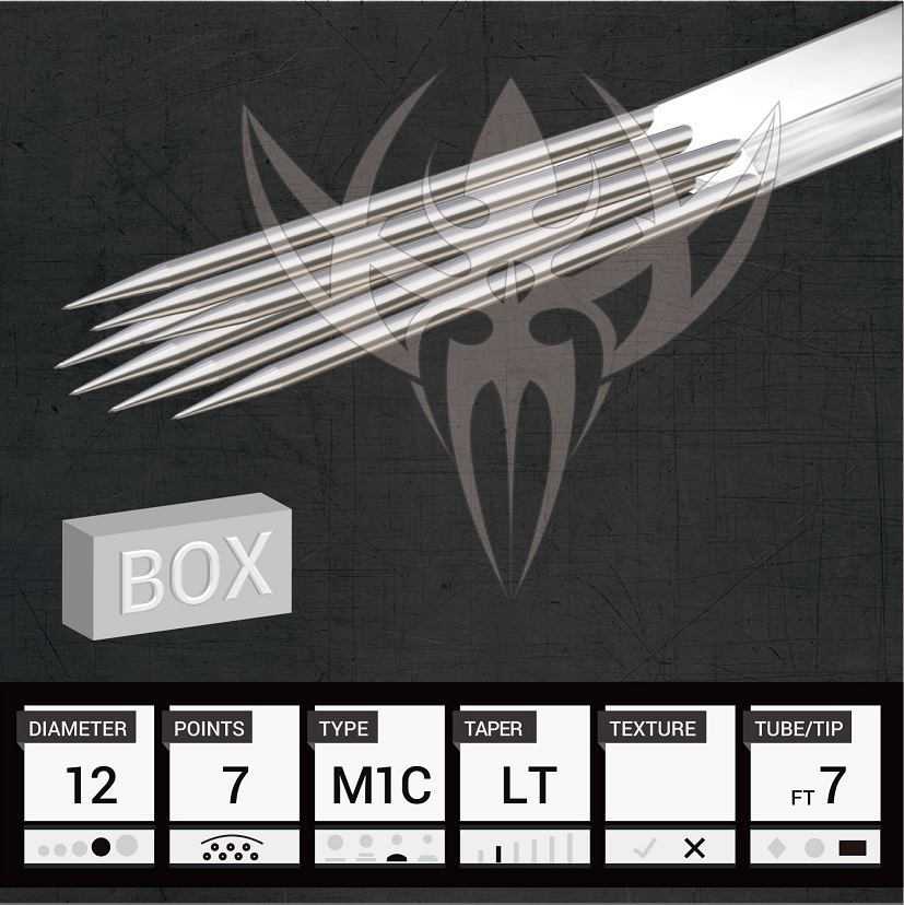 #12 Magnum Curved Weaved — Precision Needles — Box of 50 Premade Sterilized Tattoo Needles