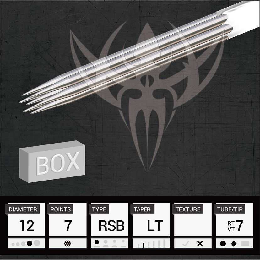 #12 Round Shader — Precision Needles — Box of 50 Premade Sterilized Tattoo Needles