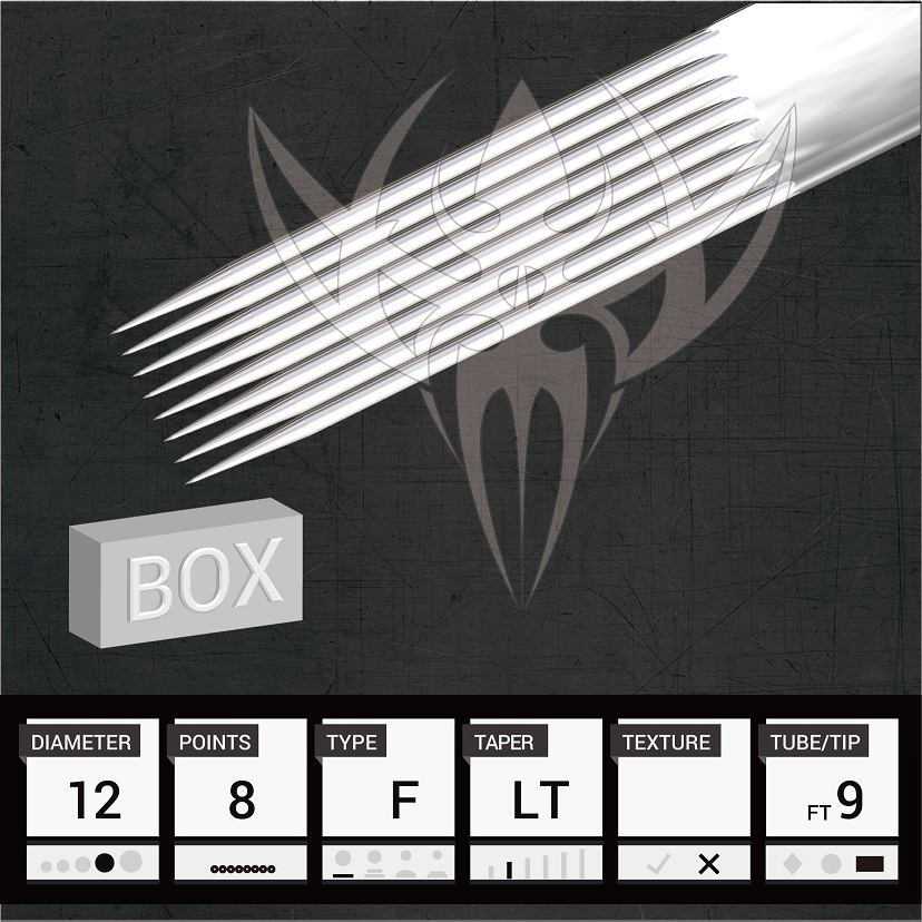 #12 Flat — Precision Needles — Box of 50 Premade Sterilized Tattoo Needles