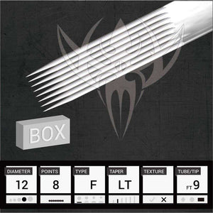 #12 Flat — Precision Needles — Box of 50 Premade Sterilized Tattoo Needles