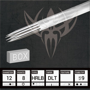 #12 Hollow Round Liner 2.5mm Taper — Precision Needles — Box of 50 Premade Sterilized Tattoo Needles