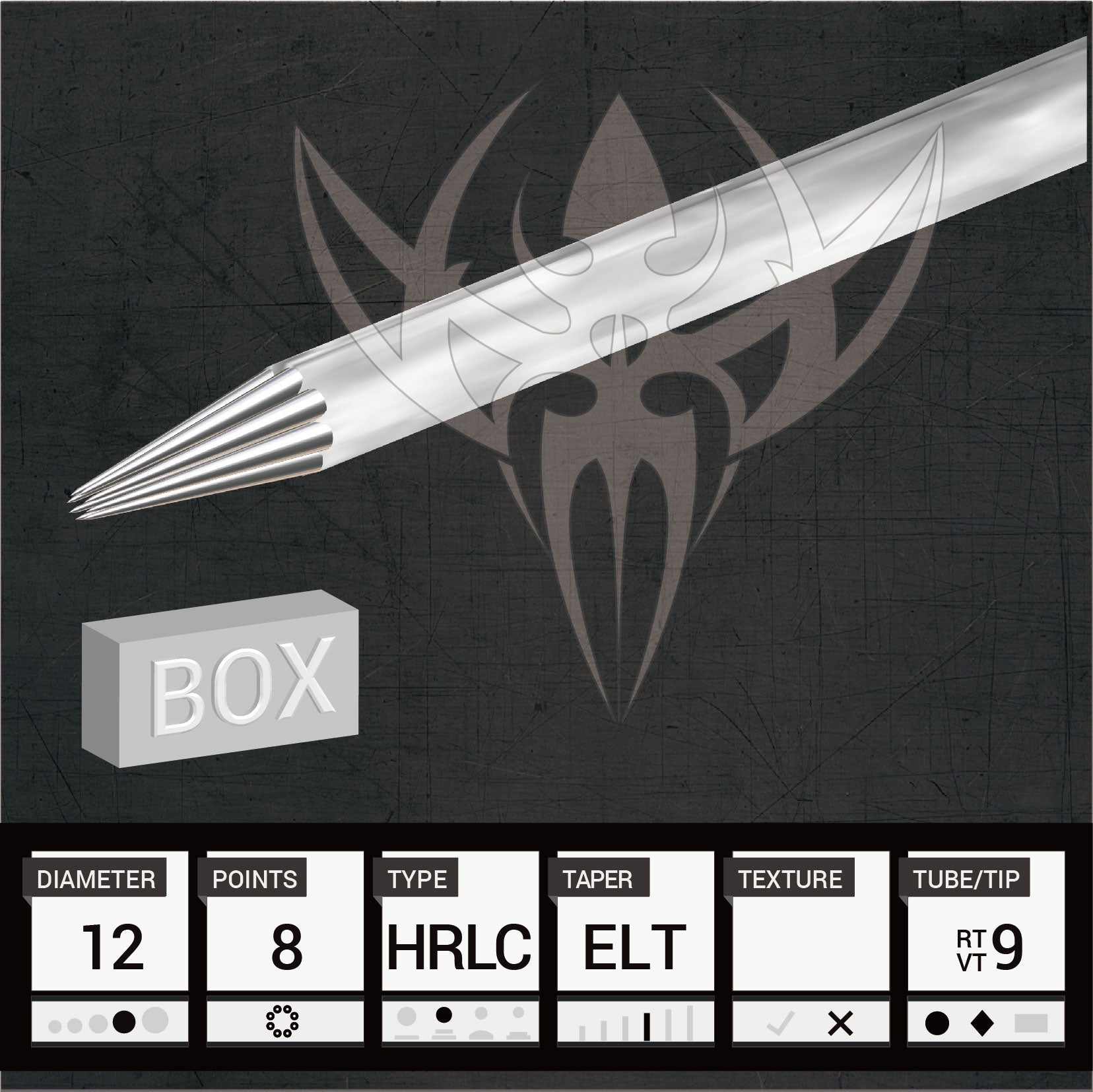 #12 Hollow Round Liner 3.5mm Taper — Precision Needles — Box of 50 Premade Sterilized Tattoo Needles