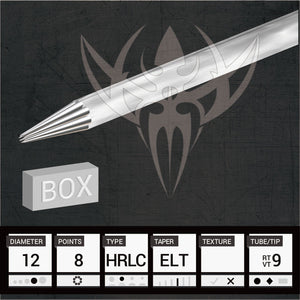 #12 Hollow Round Liner 3.5mm Taper — Precision Needles — Box of 50 Premade Sterilized Tattoo Needles