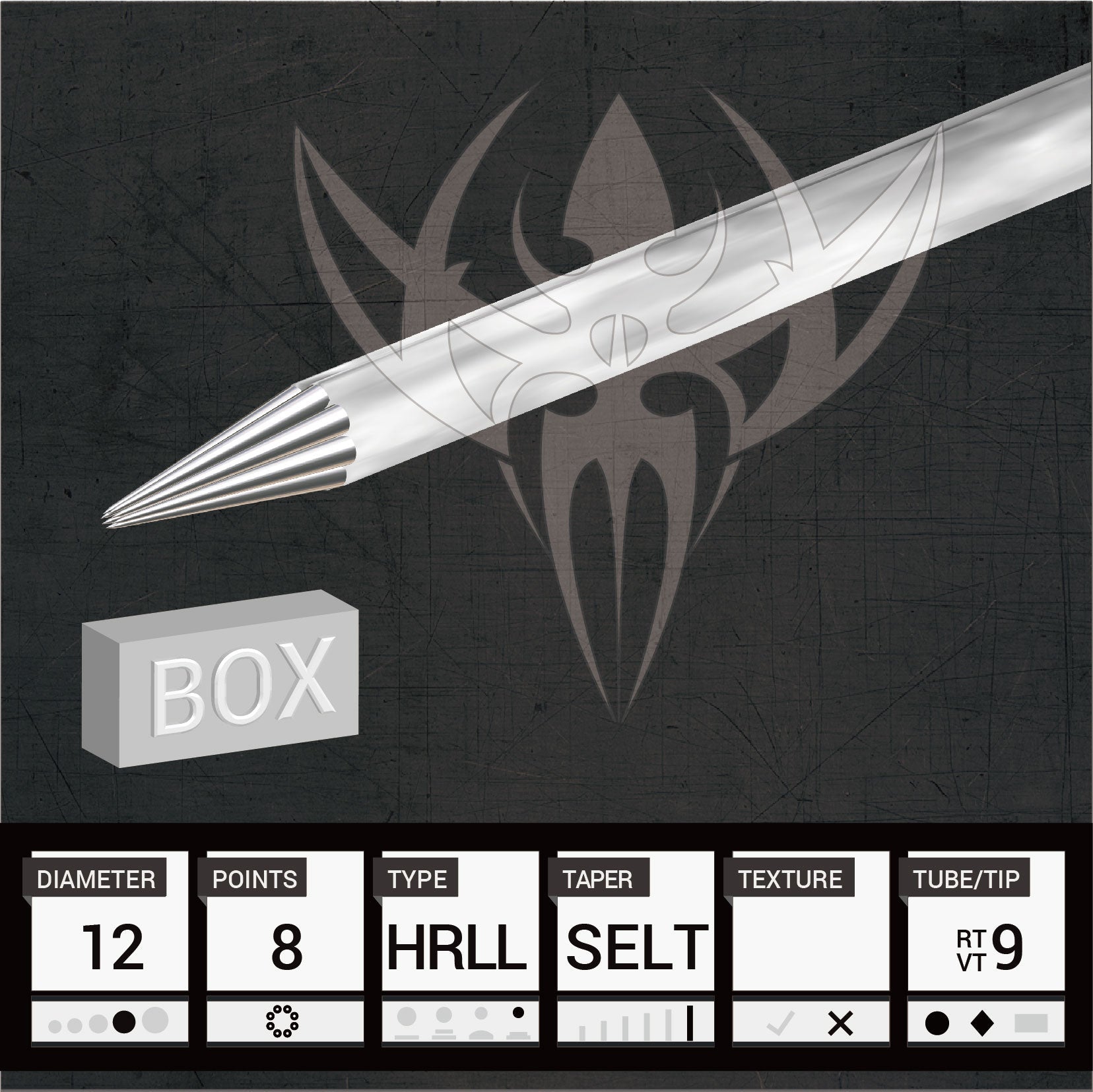 #12 Hollow Round Liner 6.0mm Taper — Precision Needles — Box of 50 Premade Sterilized Tattoo Needles