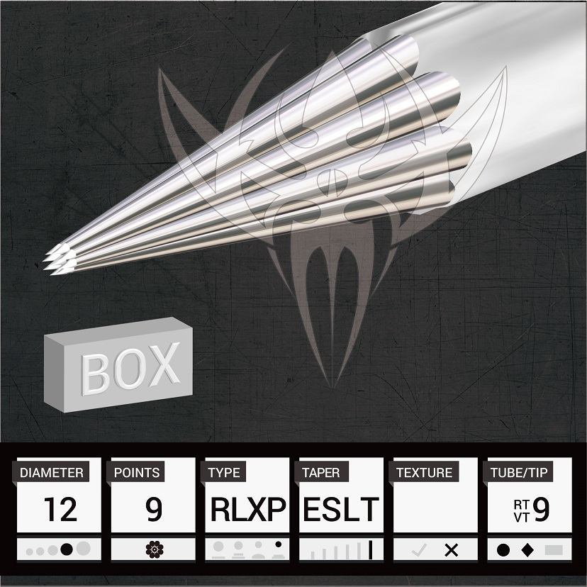 #12 Extra Super Tight Round Liner — Precision Needles — Box of 50 Premade Sterilized Tattoo Needles