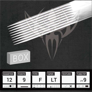 #12 Flat — Precision Needles — Box of 50 Premade Sterilized Tattoo Needles