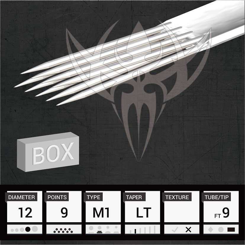 #12 Standard Magnum — Precision Needles — Box of 50 Premade Sterilized Tattoo Needles