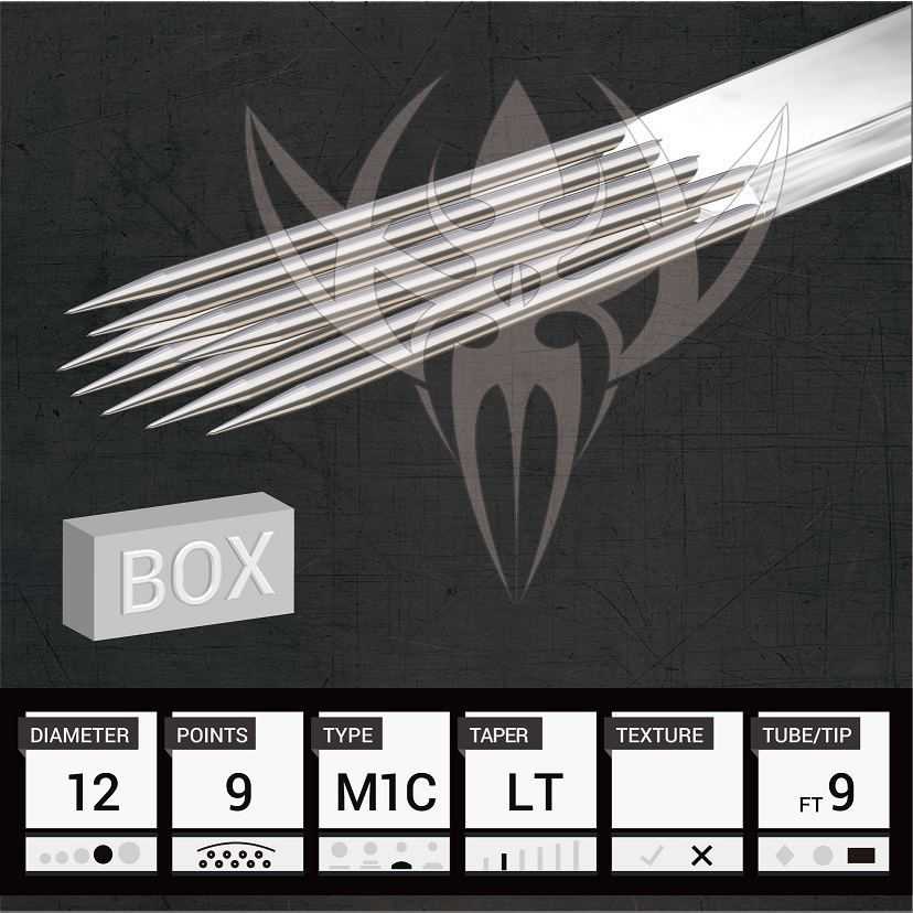 #12 Magnum Curved Weaved — Precision Needles — Box of 50 Premade Sterilized Tattoo Needles