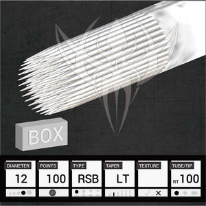 #12 Round Shader — Precision Needles — Box of 50 Premade Sterilized Tattoo Needles