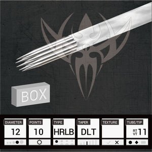 #12 Hollow Round Liner 2.5mm Taper — Precision Needles — Box of 50 Premade Sterilized Tattoo Needles