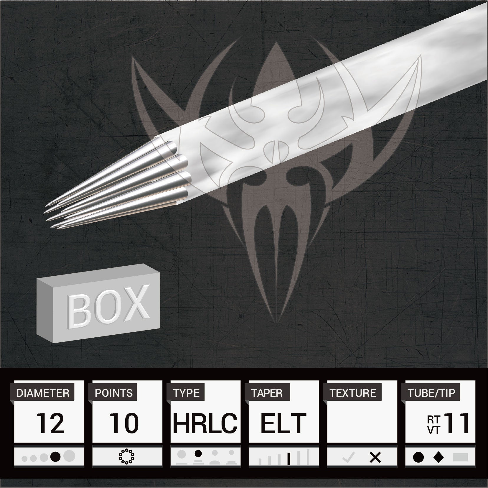 #12 Hollow Round Liner 3.5mm Taper — Precision Needles — Box of 50 Premade Sterilized Tattoo Needles