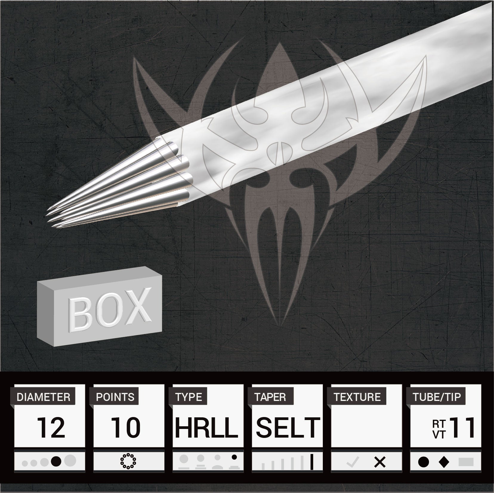 #12 Hollow Round Liner 6.0mm Taper — Precision Needles — Box of 50 Premade Sterilized Tattoo Needles