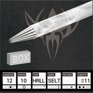 #12 Hollow Round Liner 6.0mm Taper — Precision Needles — Box of 50 Premade Sterilized Tattoo Needles