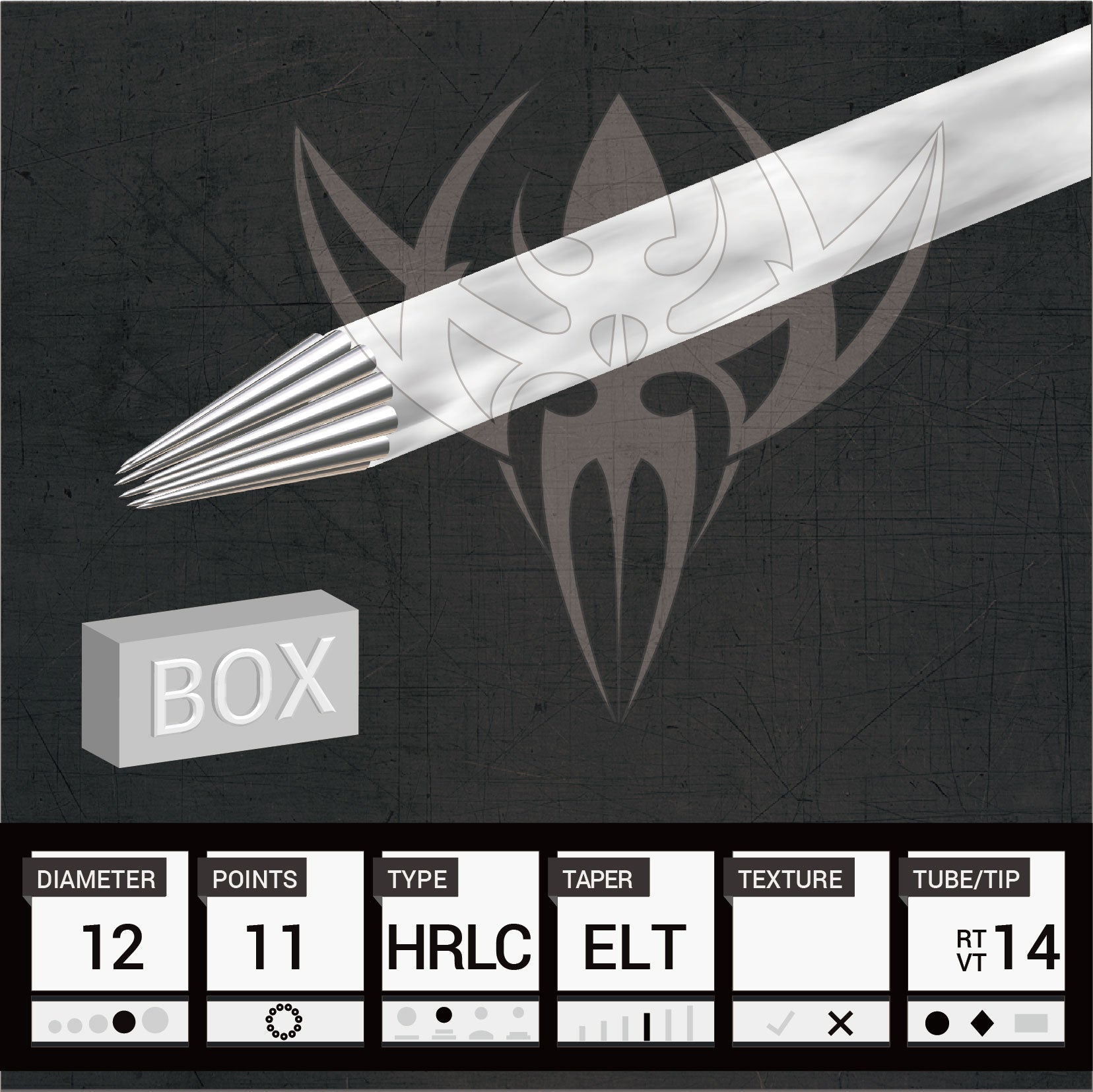 #12 Hollow Round Liner 3.5mm Taper — Precision Needles — Box of 50 Premade Sterilized Tattoo Needles