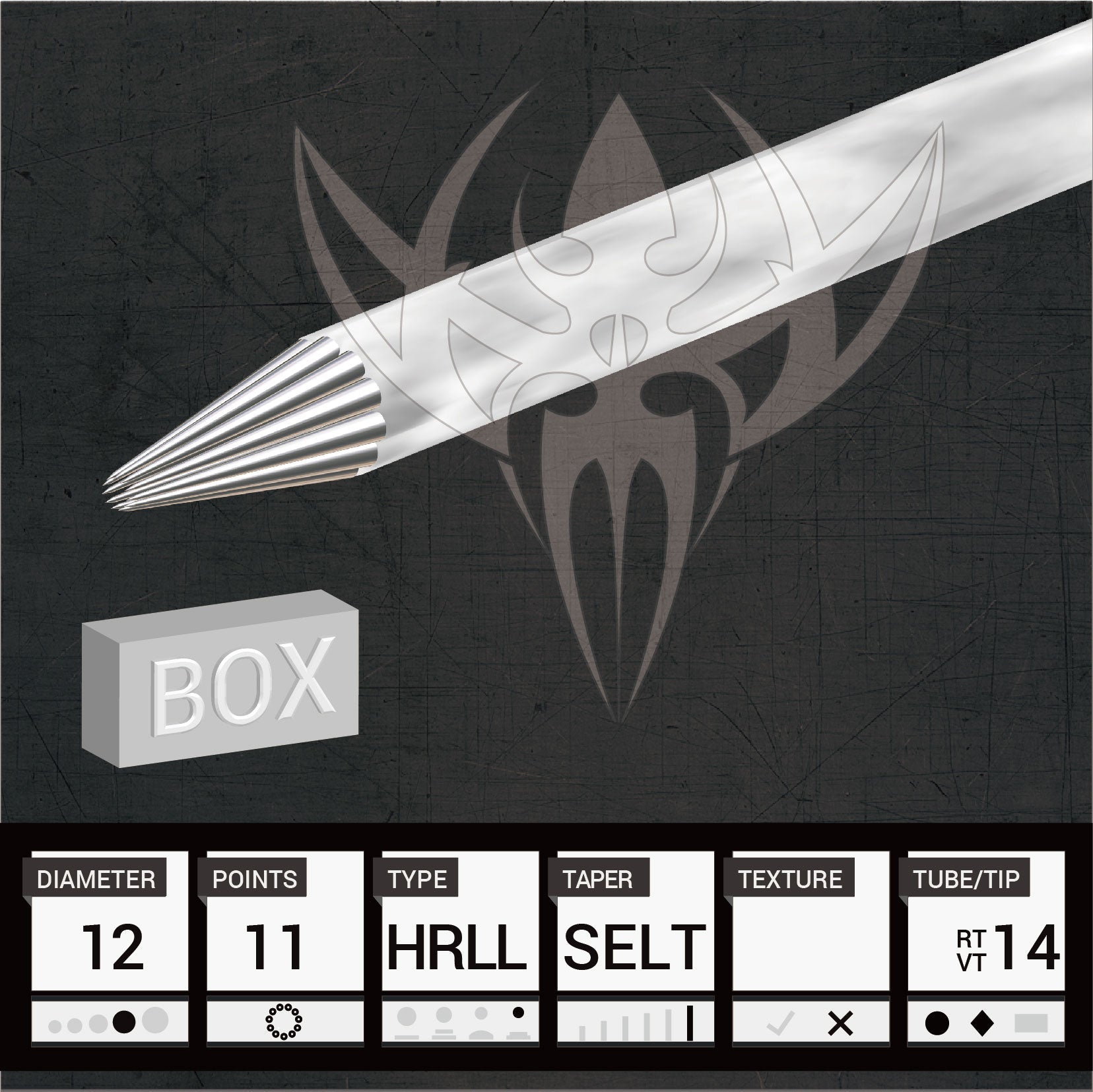 #12 Hollow Round Liner 6.0mm Taper — Precision Needles — Box of 50 Premade Sterilized Tattoo Needles