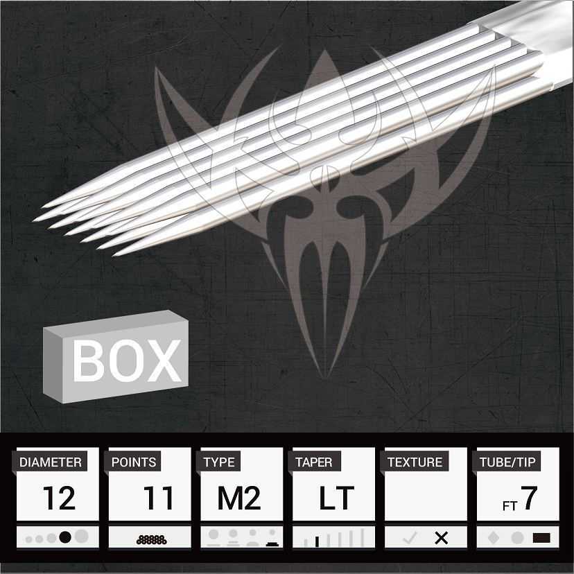 #12 Magnum Stacked — Precision Needles — Box of 50 Premade Sterilized Tattoo Needles
