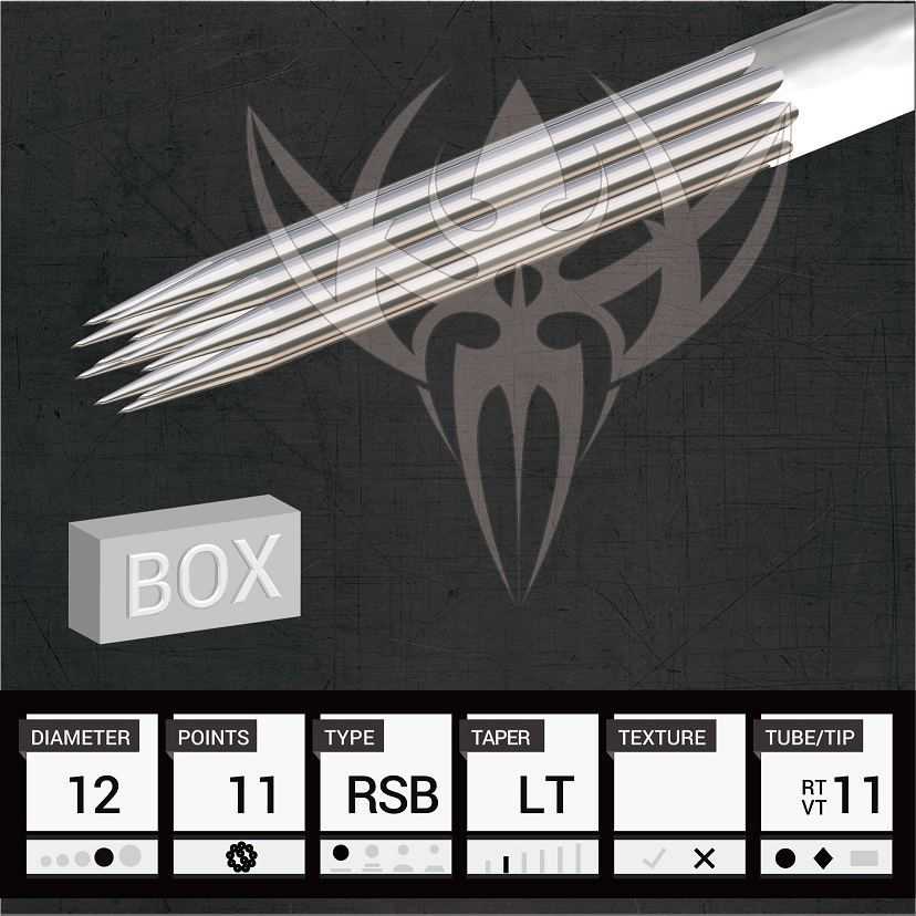 #12 Round Shader — Precision Needles — Box of 50 Premade Sterilized Tattoo Needles