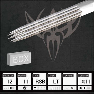 #12 Round Shader — Precision Needles — Box of 50 Premade Sterilized Tattoo Needles