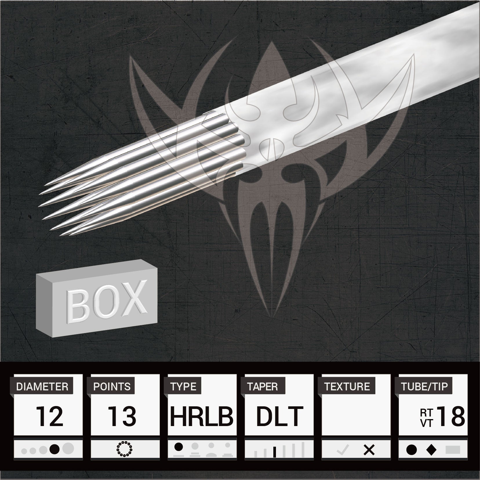 #12 Hollow Round Liner 2.5mm Taper — Precision Needles — Box of 50 Premade Sterilized Tattoo Needles