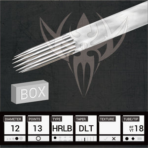 #12 Hollow Round Liner 2.5mm Taper — Precision Needles — Box of 50 Premade Sterilized Tattoo Needles