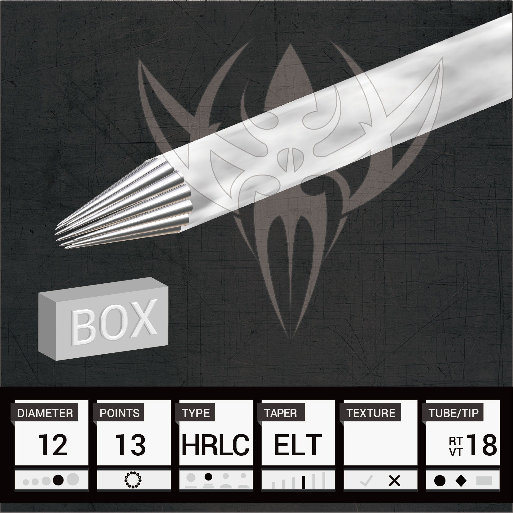 #12 Hollow Round Liner 3.5mm Taper — Precision Needles — Box of 50 Premade Sterilized Tattoo Needles